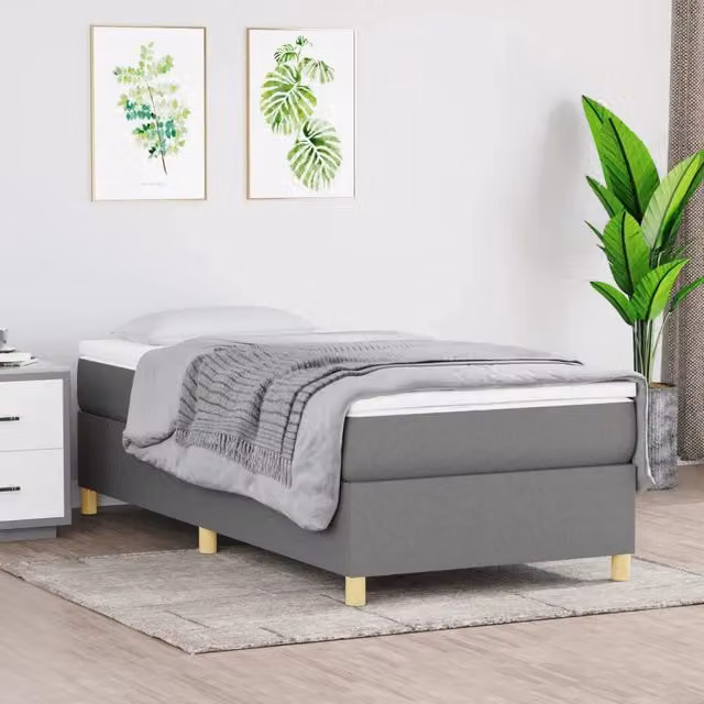 Struttura Letto a Rete a Molle-Giroletto Grigio Scuro 90x200 cm Tessuto 109797