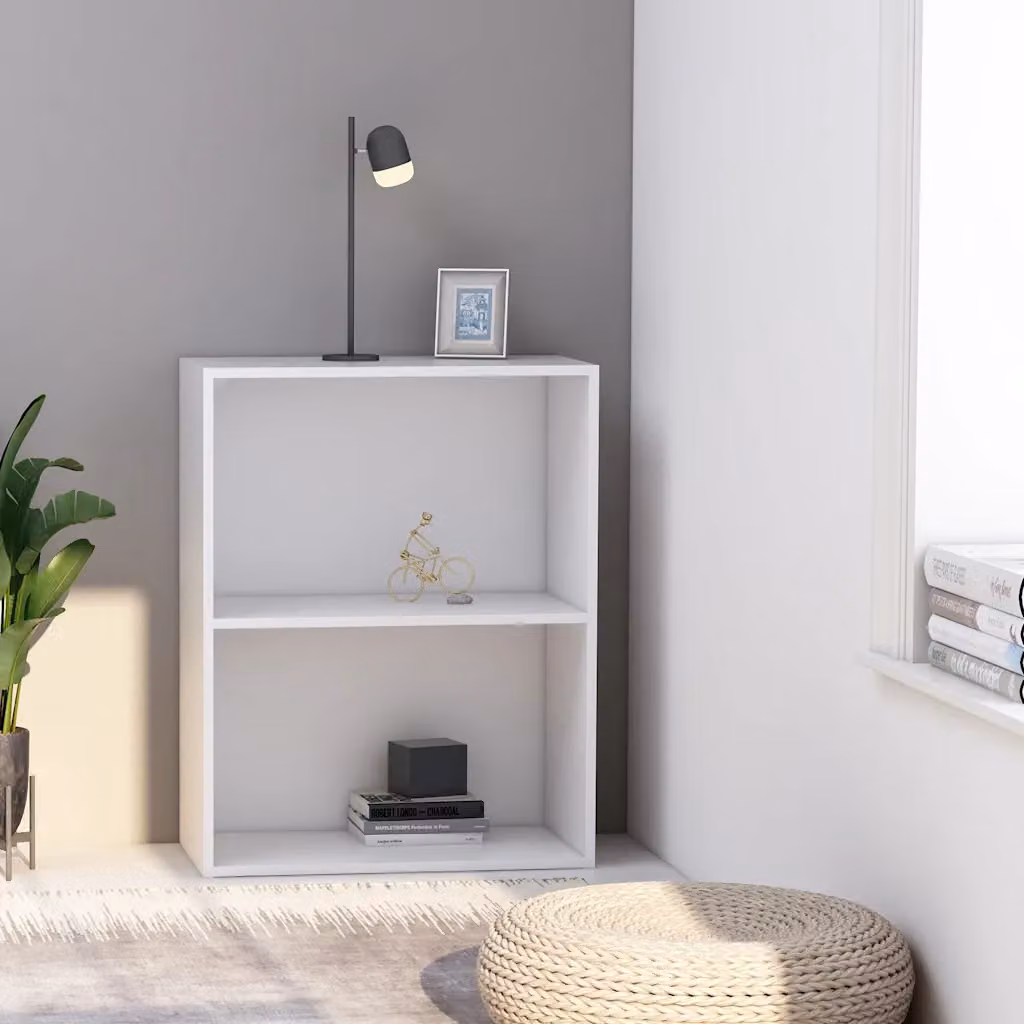 Libreria bianca vidaXL in legno e MDF da appendere al muro, design minimalista con pannello posteriore, L: 60 cm, P: 30 cm, H: 76,5 cm