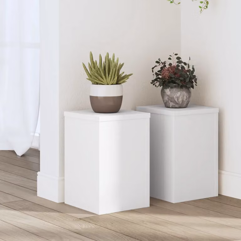 vidaXL Supporto per piante in legno bianco, set da 2 pezzi, L/P/H: 20 x 20 x 30 cm
