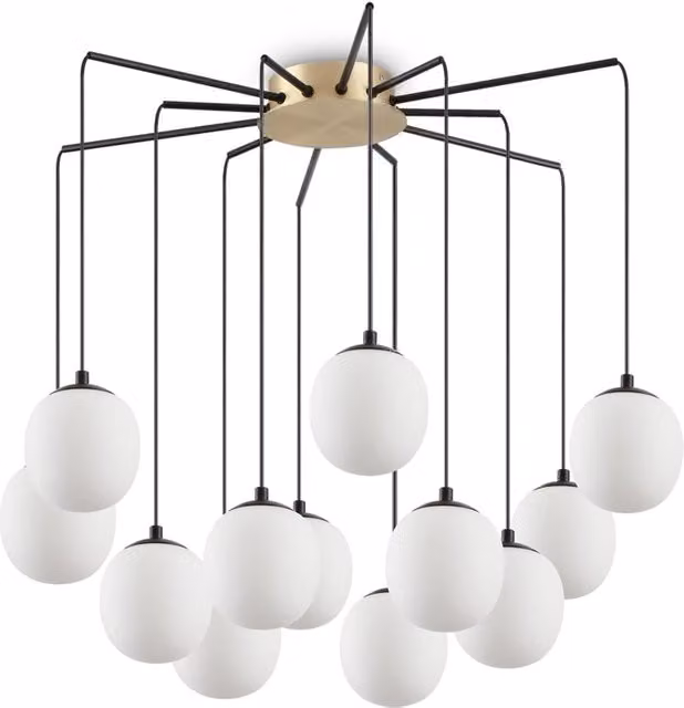 Sospensione Contemporanea Rhapsody Metallo Nero 12 Luci G9 3W 3000K Luce Calda