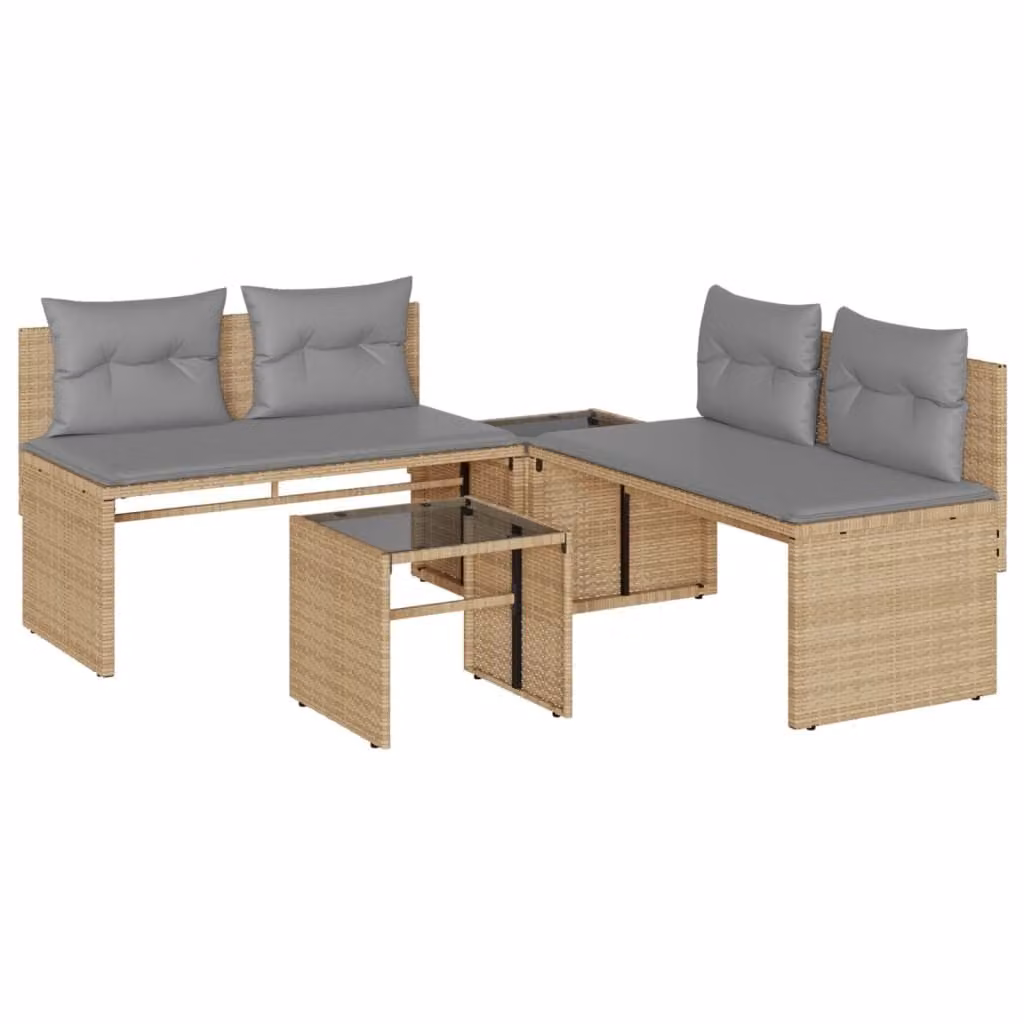 Maison Exclusive - Set di 4 divani da giardino con cuscini in polyrattan beige
