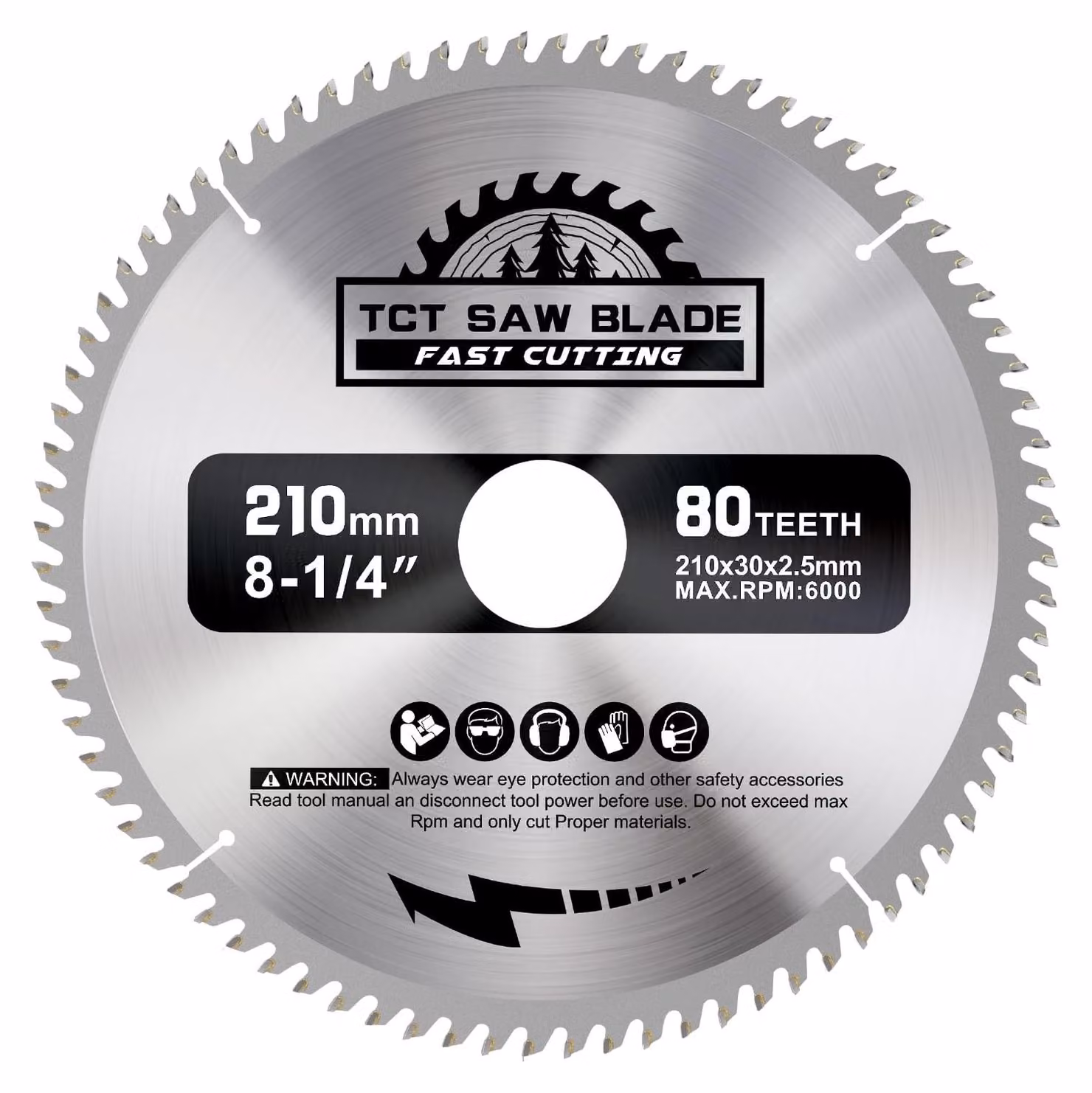 Disco per sega circolare, 210 x 30 mm, 80 denti, per lavorazione del legno