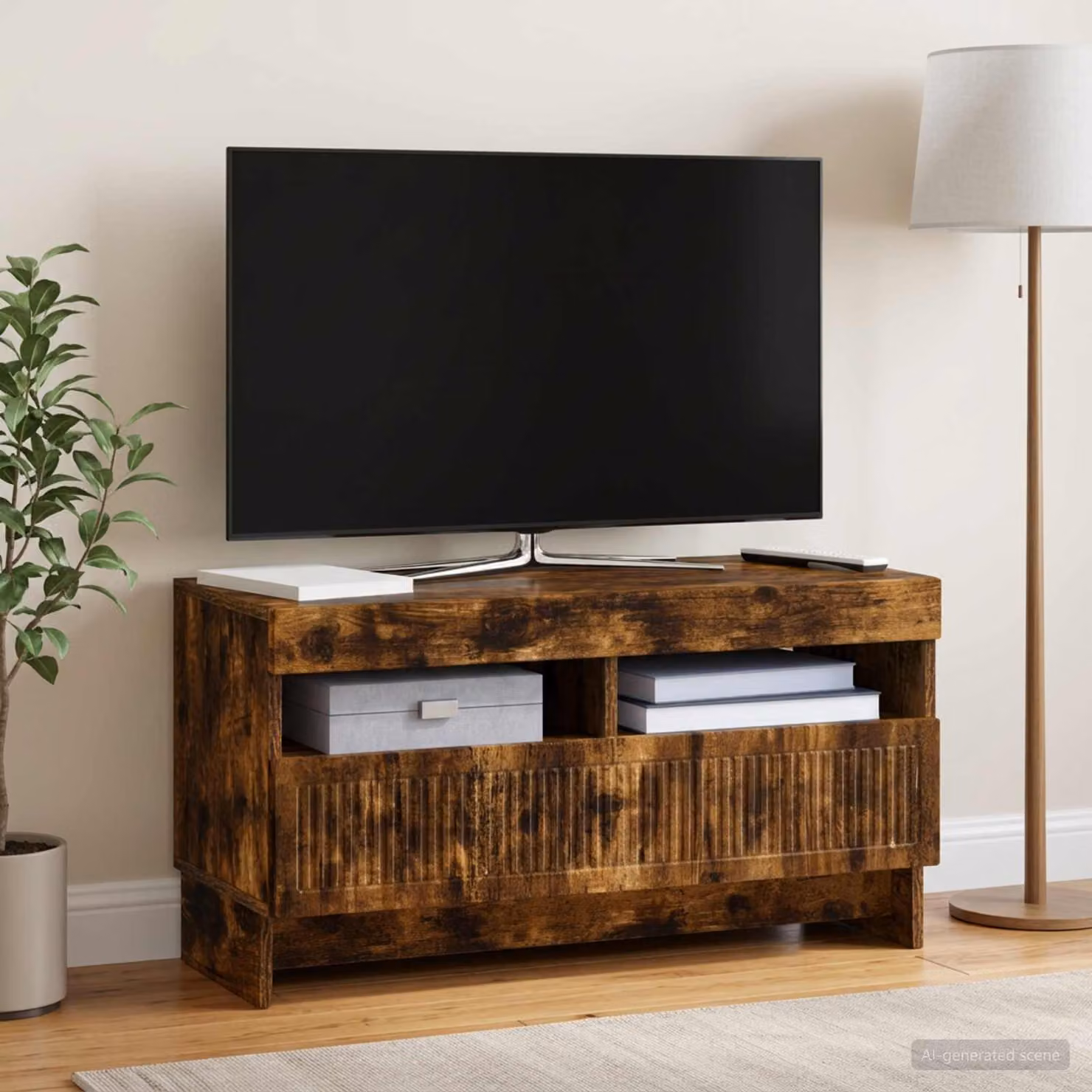Mobile TV LED vidaXL ALKMAAR in Rovere Fumo, L 81 cm x P 35 cm x H 43 cm
