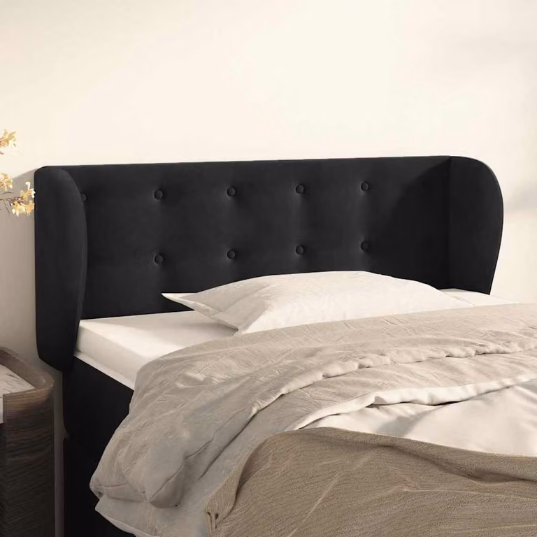 Testiera ad orecchio vidaXL in velluto nero L: 93 cm, P: 23 cm, H: 78-88 cm