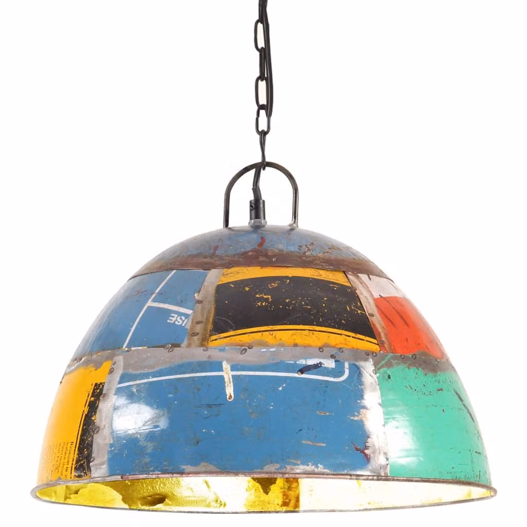 The Living Store Lampada a sospensione stile industriale vintage 25 W Multicolore Rotonda 41 cm E27