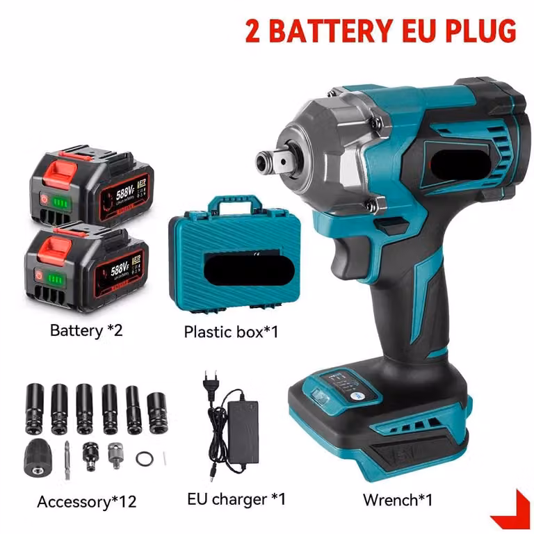 Chiave a percussione – con batteria – Avvitatore a impulsi – 1200 Nm – Senza fili – Avvitatore elettrico