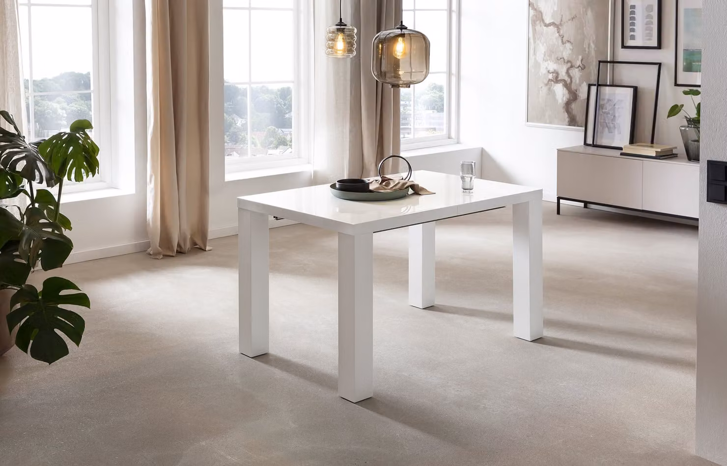 Tavolo da pranzo 120/180 / 240x80 cm bianco