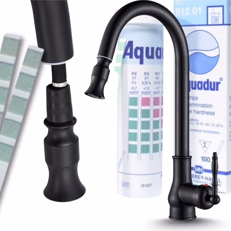 Rubinetto da cucina Ari Bloom con doccetta estraibile, beccuccio girevole a 360 gradi, cartuccia Vetroceramica, nero przecierato