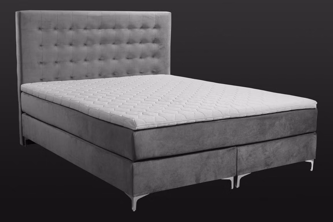 Graues Doppelbett Klassisches Schlafzimmermöbel Design Eleganter Stoff