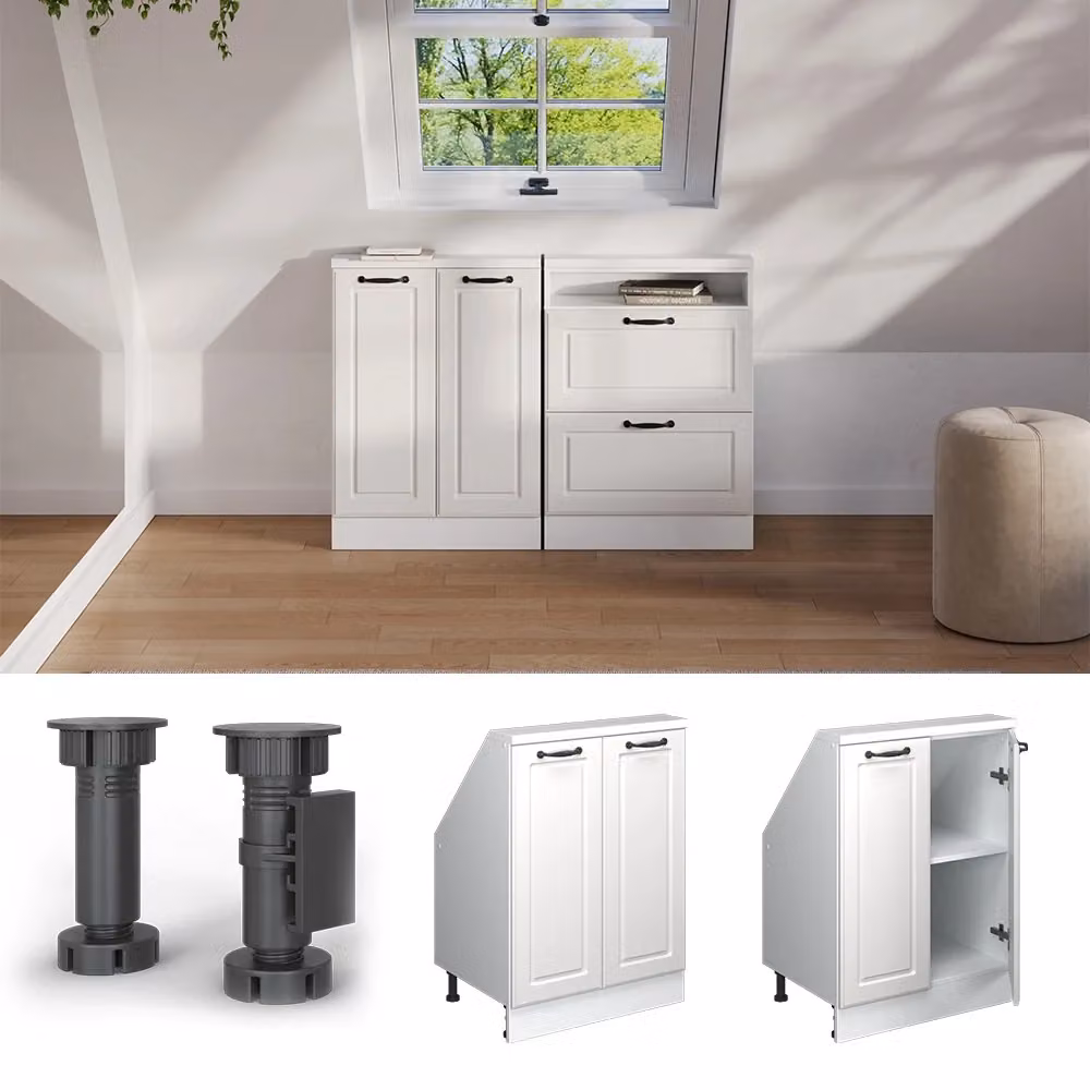 Mobile sottotetto Vicco Rion Bianco rustico con 2 ante e ripiani interni – 2
