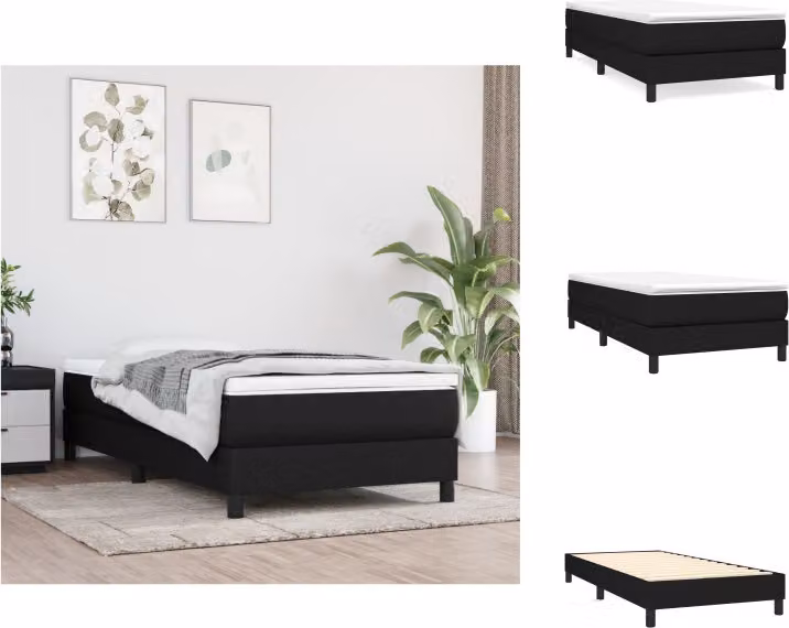 vidaXL Letto a molle con materasso nero 100x200 cm in tessuto - Letti e strutture letto