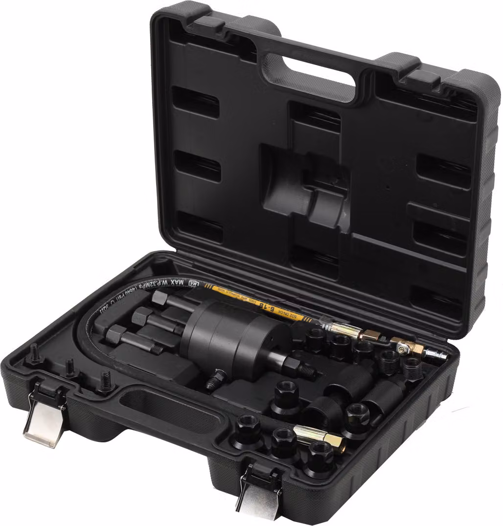 Estrattore di iniettori diesel, esecuzione ad aria compressa, coppia 20-30 Nm, set di adattatori completo