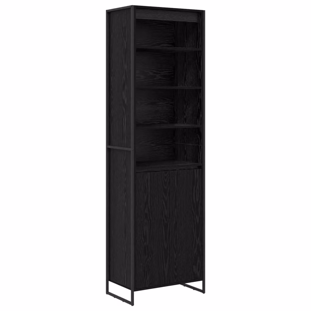 Set di 2 armadi alti vidaXL in stile industriale in rovere e nero con ante a battente, L: 60 cm, P: 36 cm, H: 200 cm – 2