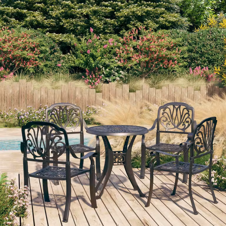 Maison Exclusive - Set da bistrot da 5 pezzi in fusione di alluminio nero