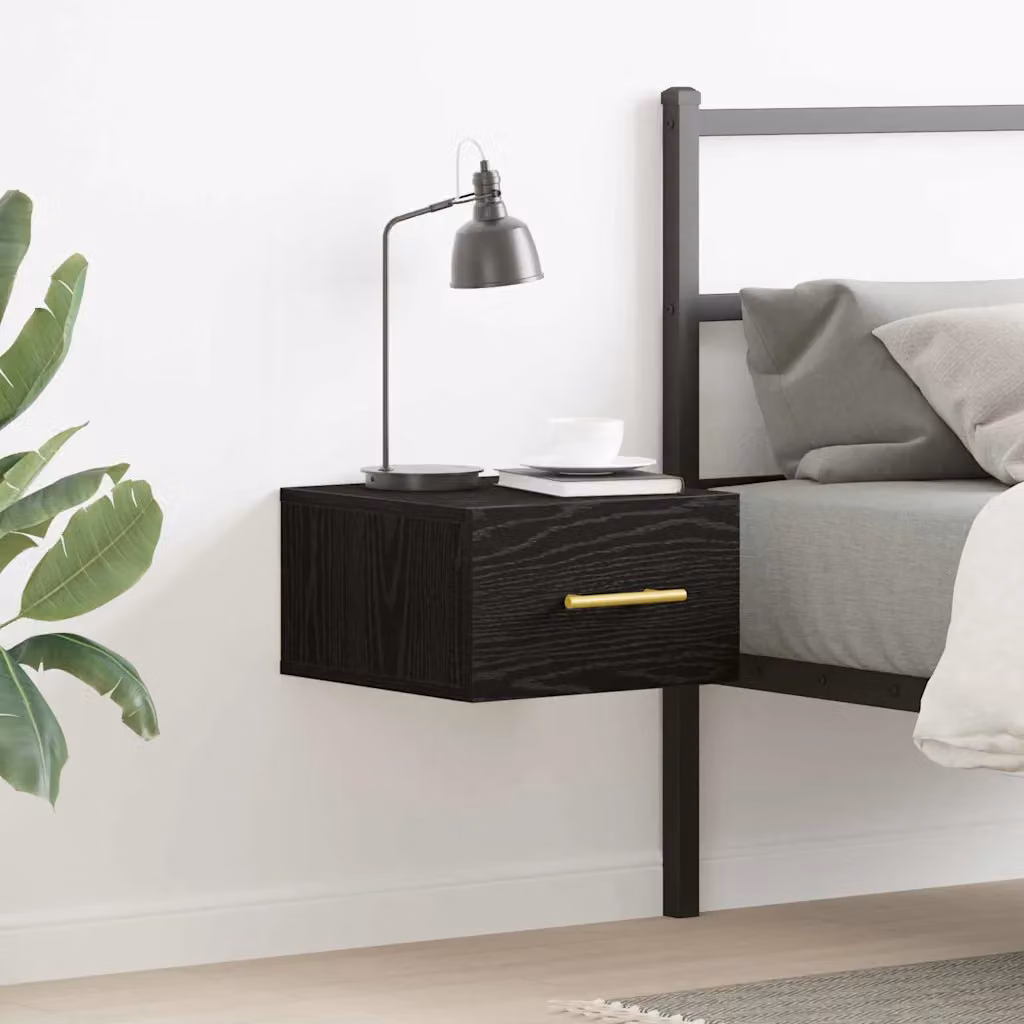 Armadio da notte vidaXL in legno ingegnerizzato nero stile rustico L 35 cm x P 35 cm x H 20 cm