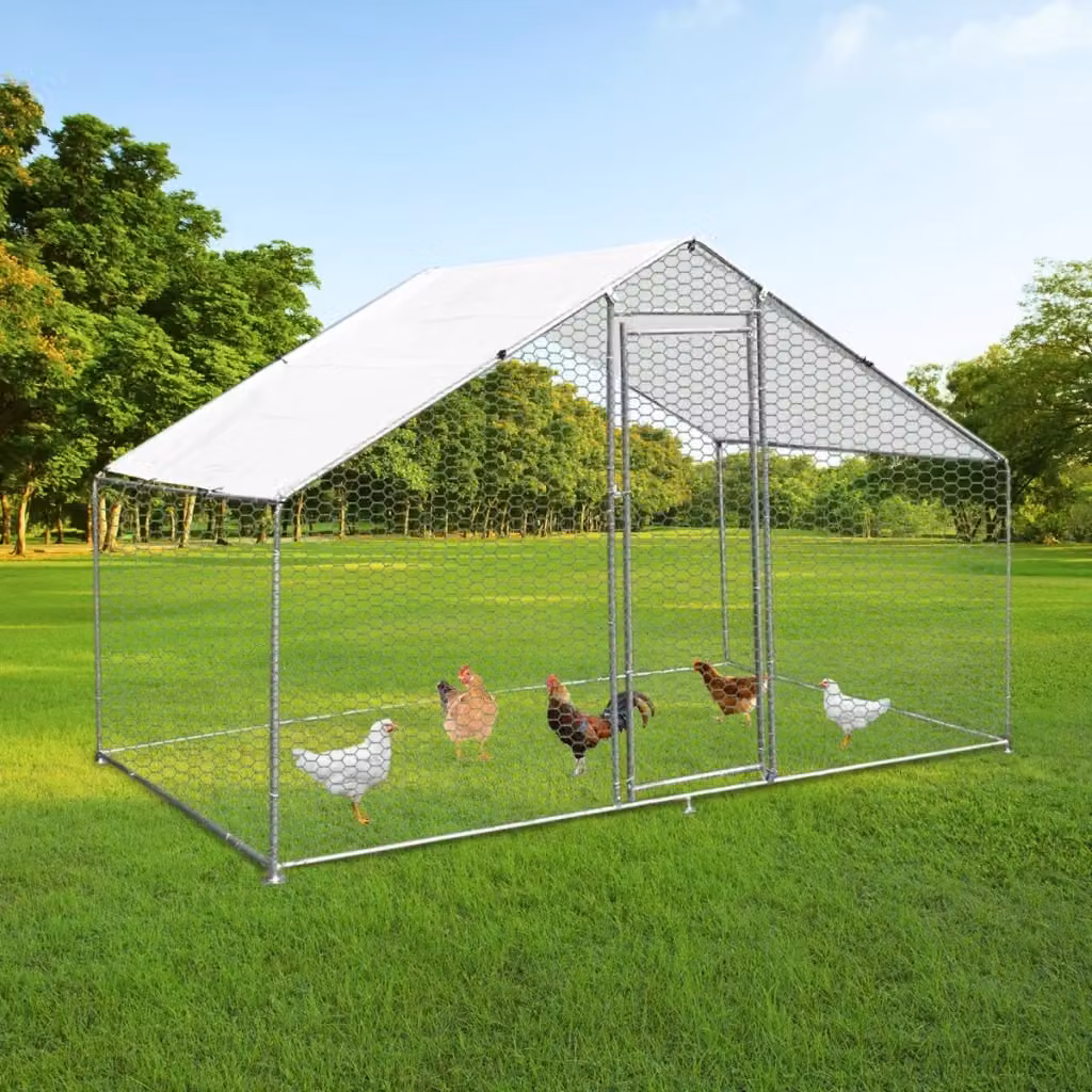 Recinto per pollaio Monster Shop in acciaio galvanizzato color argento, L: 4 m, P: 2 m, H: 2 m – 2