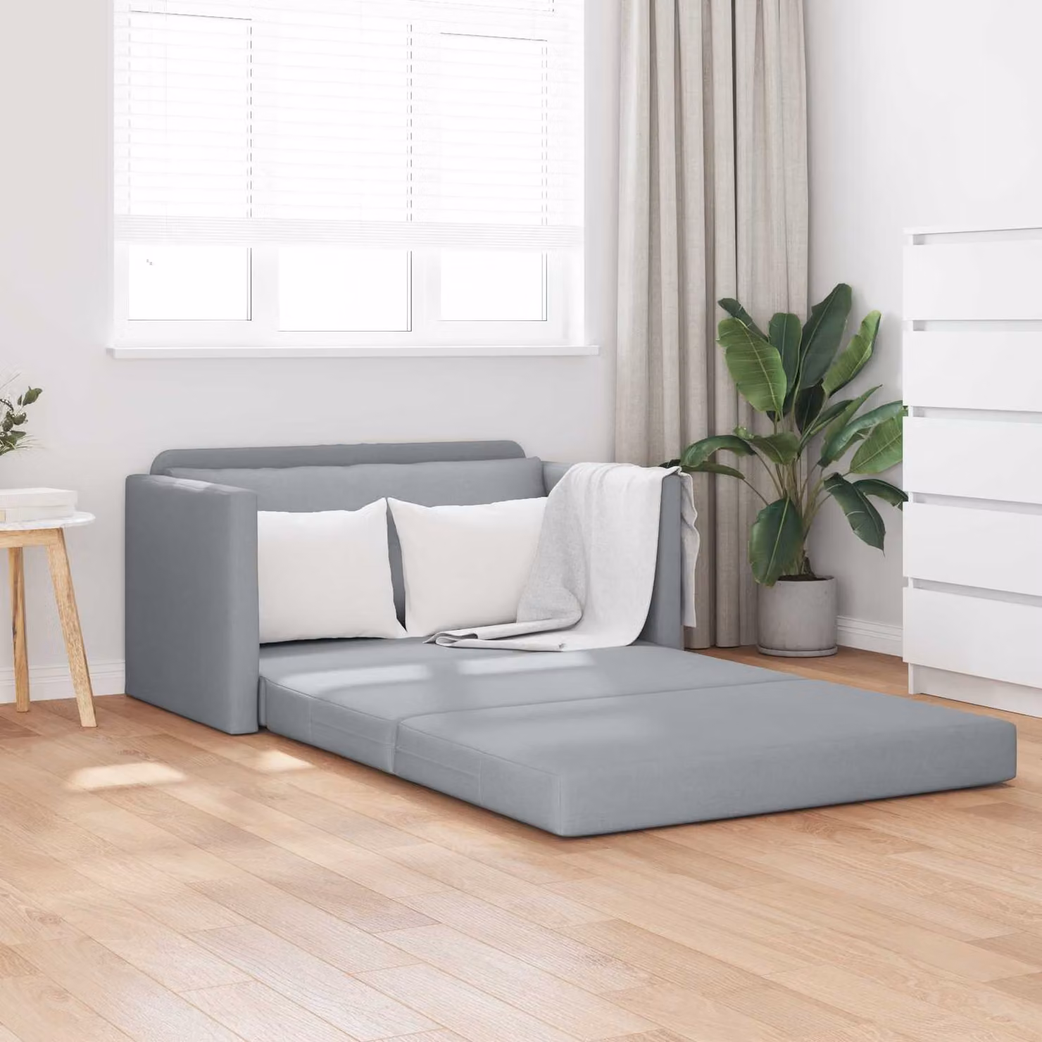 Divano letto vidaXL moderno in tessuto grigio L: 124 cm, P: 71 cm, H: 78 cm
