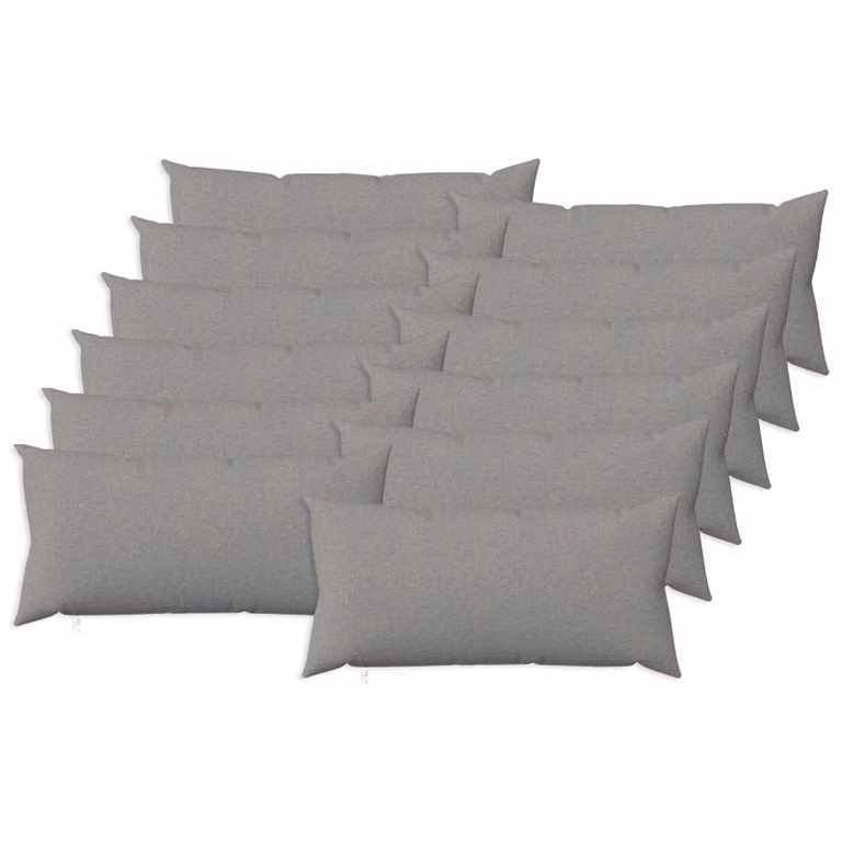 Set di 12 cuscini vidaXL HEERLEN grigio, forma rettangolare, con rivestimento lavabile in poliestere, L/P/H: 80 x 40 cm