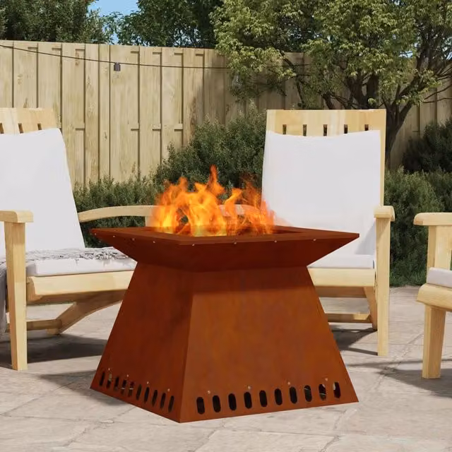 Braciere Videx in Acciaio Corten Colore Marrone L: 60 cm, P: 60 cm, H: 50 cm