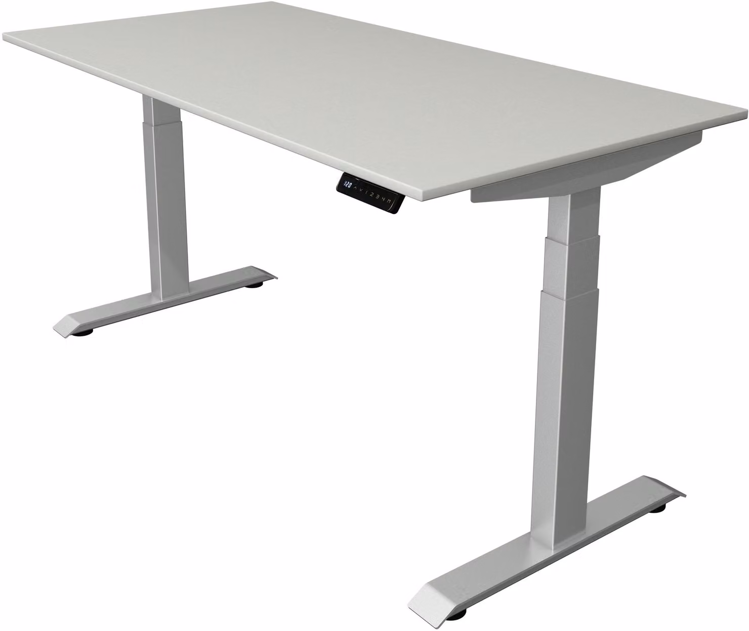 Scrivania Move 4 regolabile elettricamente in altezza, colore struttura:argento, dimensioni piano d'appoggio:160 x 80 cm, colore piano d'appoggio:grigio chiaro