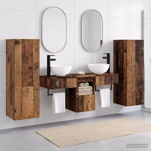 Set di mobili per il bagno 5 pz Legno antico 33 x 34,5 x 100 cm 3405971
