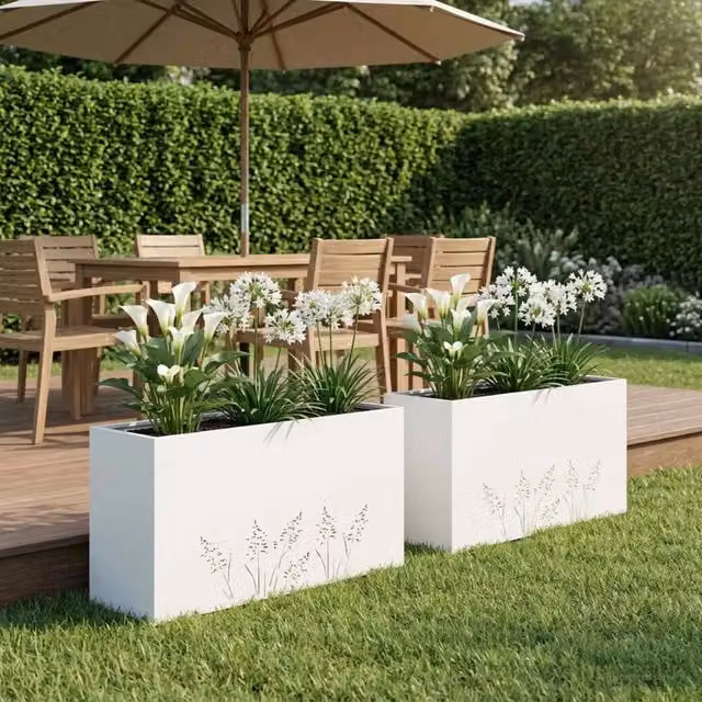 Vaso da giardino 2 pz Bianco 100 x 30 x 49 cm 8005865