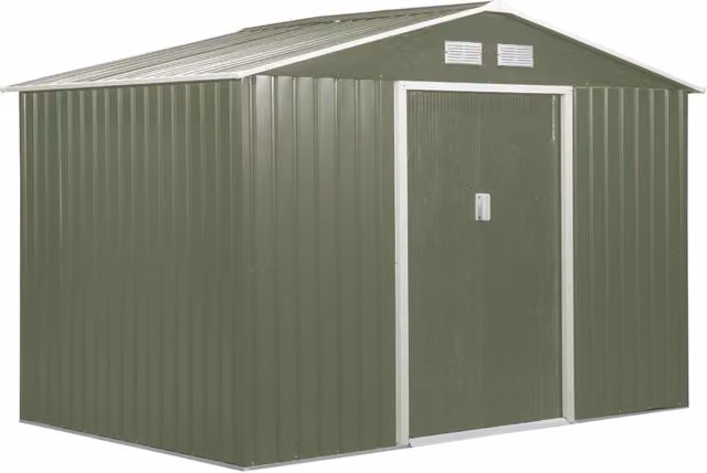 Casetta Box da Giardino 277x195x192 cm in Acciaio e Polipropilene Verde Chiaro