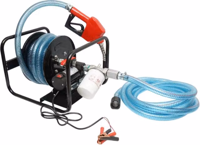 Pompa di trasferimento carburante mobile Breckner Germany 12V con tubo flessibile e filtro, portata 40 L/min