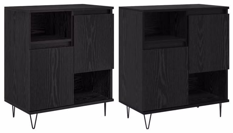 Credenza 2 pcs Rovere Nero 60 x 35 x 70 cm