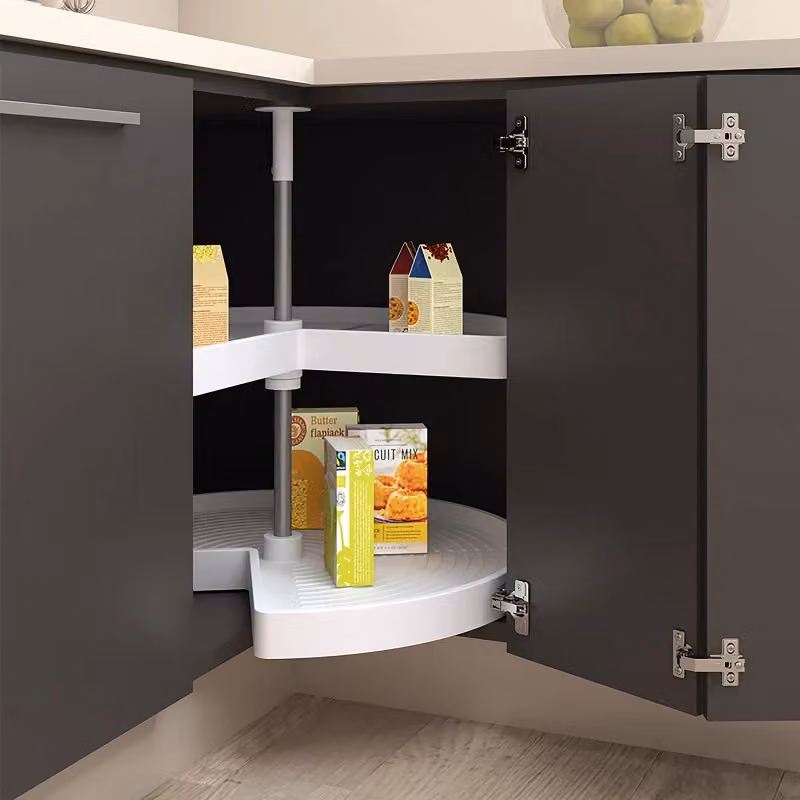 Pattumiere per raccolta differenziata da cucina Emuca, 2 x 14 l, in acciaio e plastica, colori bianco e grigio, con estrazione automatica e fissaggio inferiore – 2