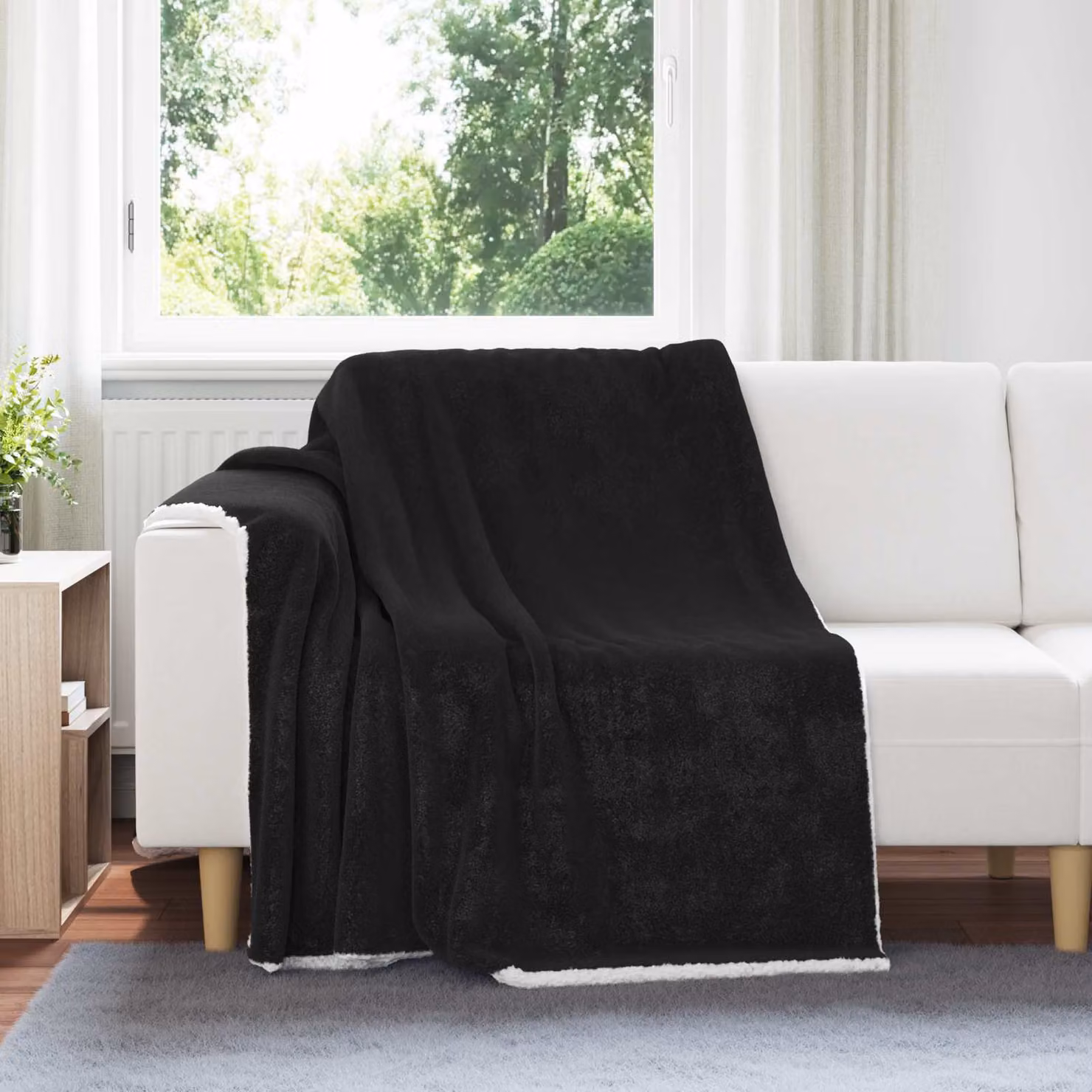 Coperta in pile nera vidaXL L 150 cm x P 200 cm