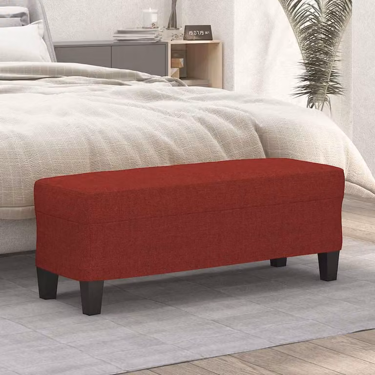 Panca vidaXL in tessuto rosso vino con struttura in legno, L 100 x P 35 x H 41 cm