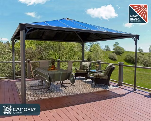 Gazebo da giardino in alluminio Canopia Palermo grigio matt L: 430 cm x P: 430 cm