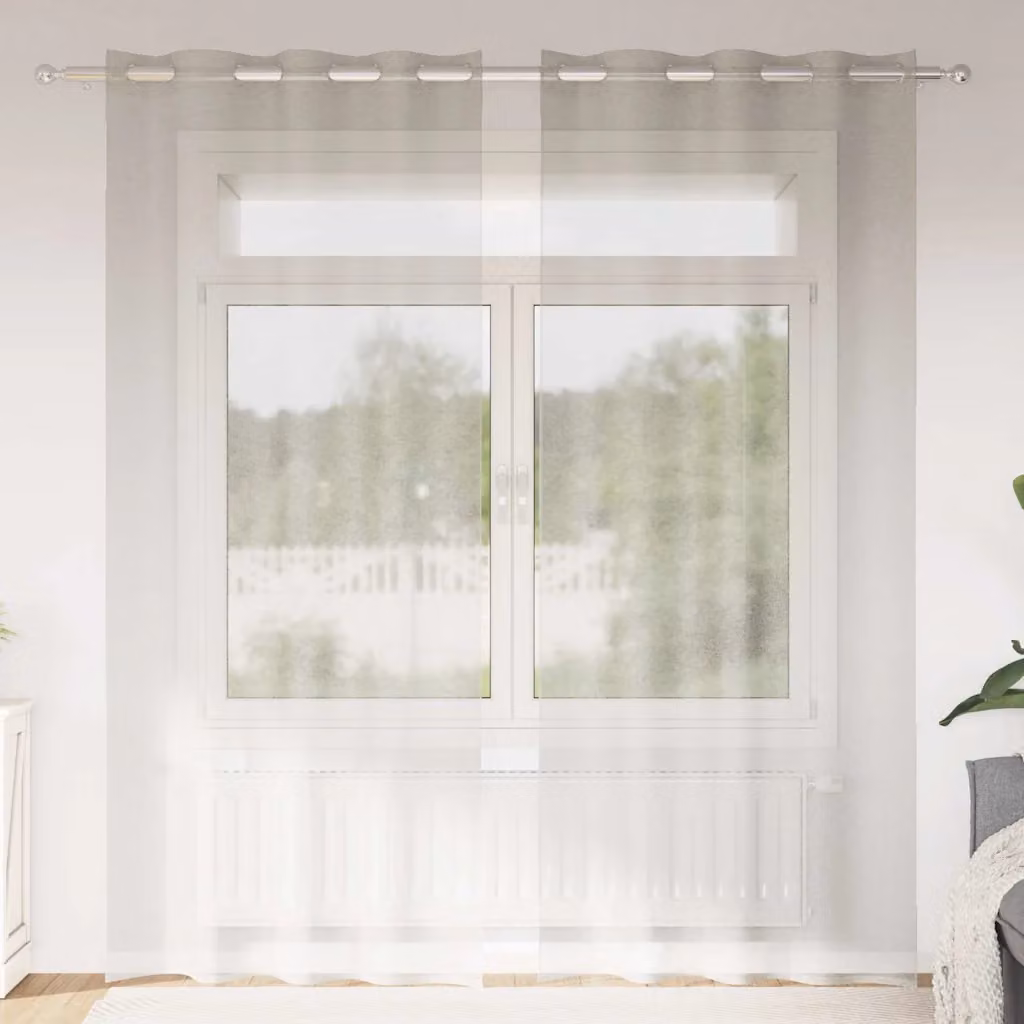 Set di 2 tendine velate vidaXL in poliestere beige, H 245 cm x L 140 cm