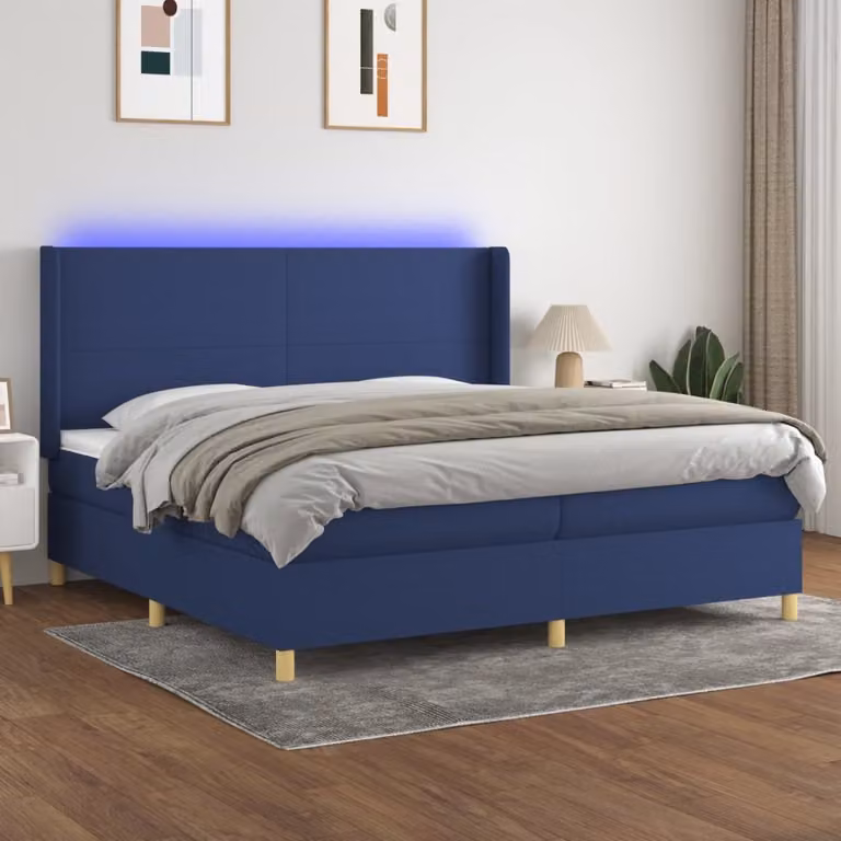 Maison Exclusive - Letto a Molle Materasso e LED Blu 200x200cm in Tessuto