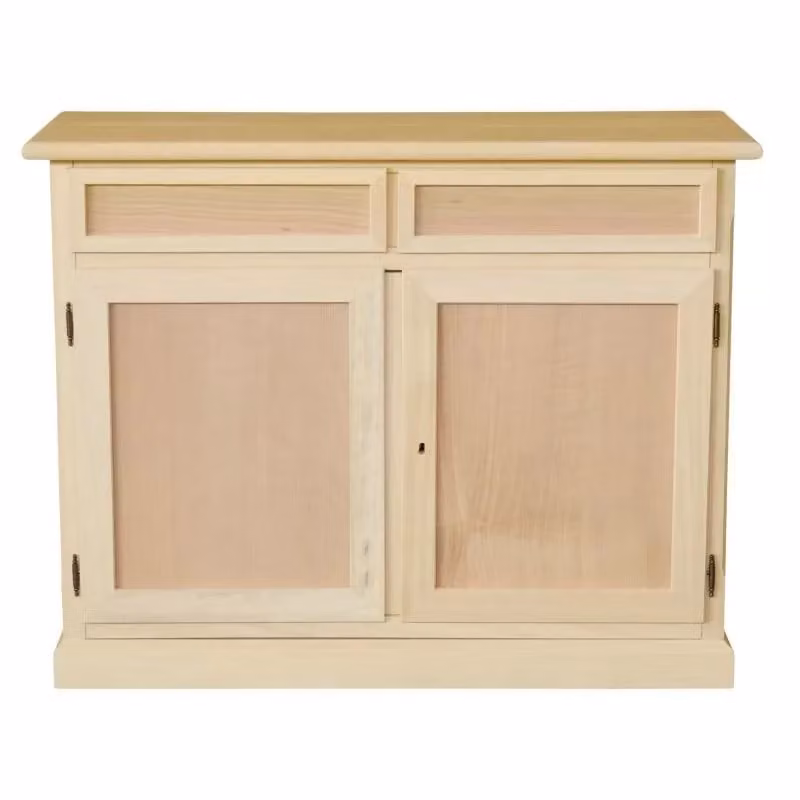 Madia credenza in legno di pino grezzo con 2 ante e 2 cassetti Mobili 2G L/P/H: 105 x 42 x 86 cm – 1