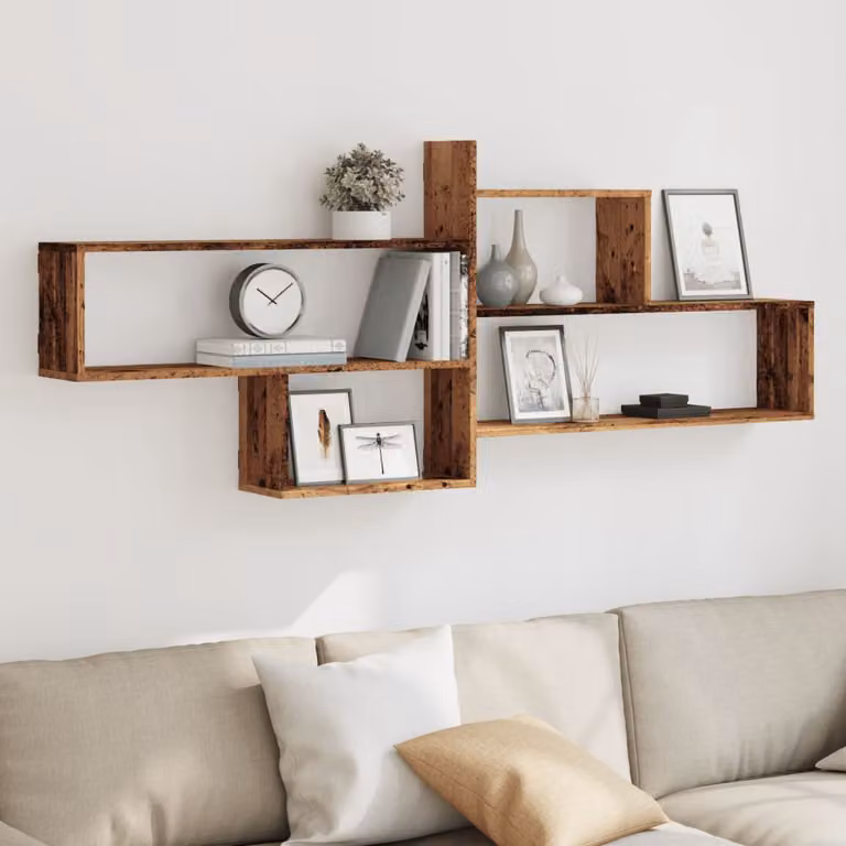 vidaXL Mensola a Parete in Legno Antico Marrone L: 167,5 cm, H: 68 cm, P: 18 cm