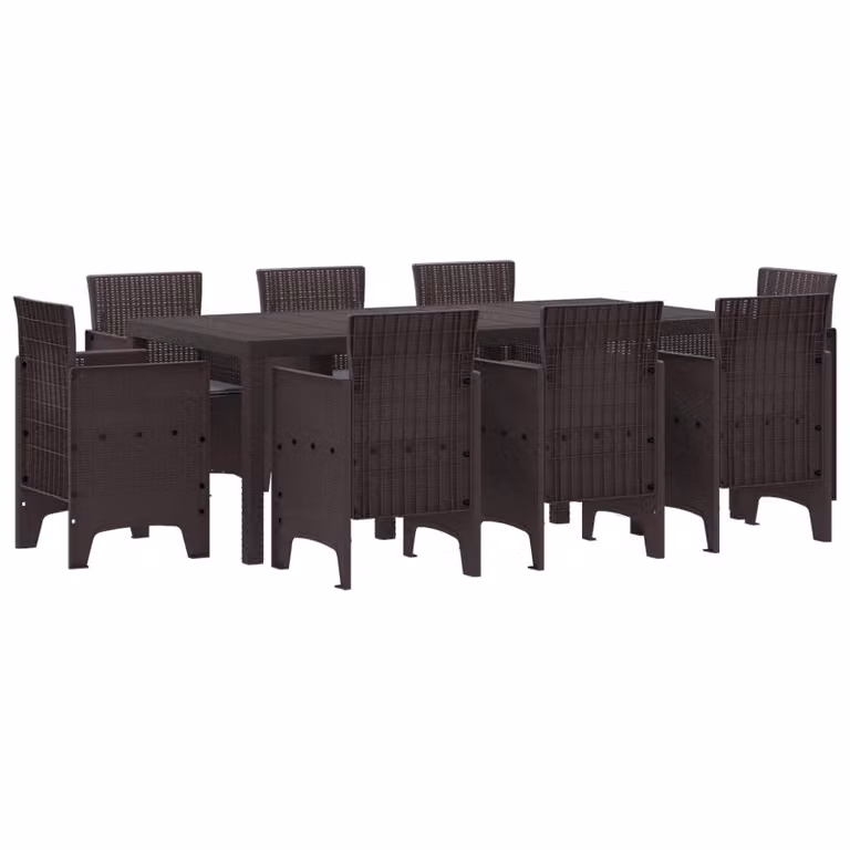 vidaXL Set da Pranzo per Giardino 9 pz Marrone Polipropilene