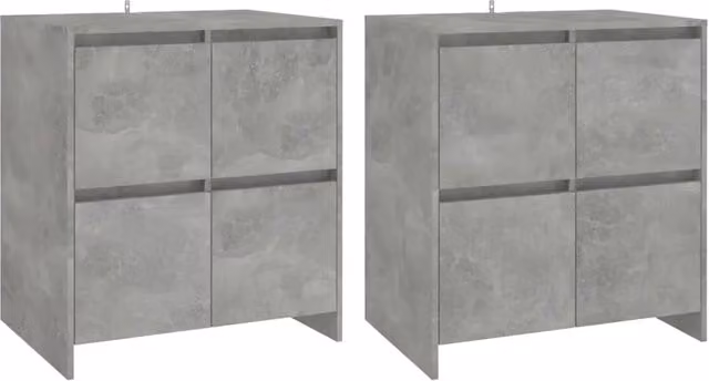 Credenze 2 pz | Madia | Buffet da pranzo | Armadio da pranzo Grigio Cemento 70x41x75 cm in Legno Multistrato