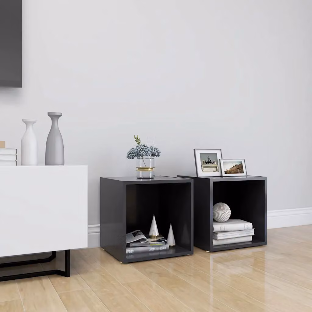 Set di 2 mobili porta TV vidaXL in legno multistrato grigio stile rustico L/P/H: 37 x 35 x 37 cm