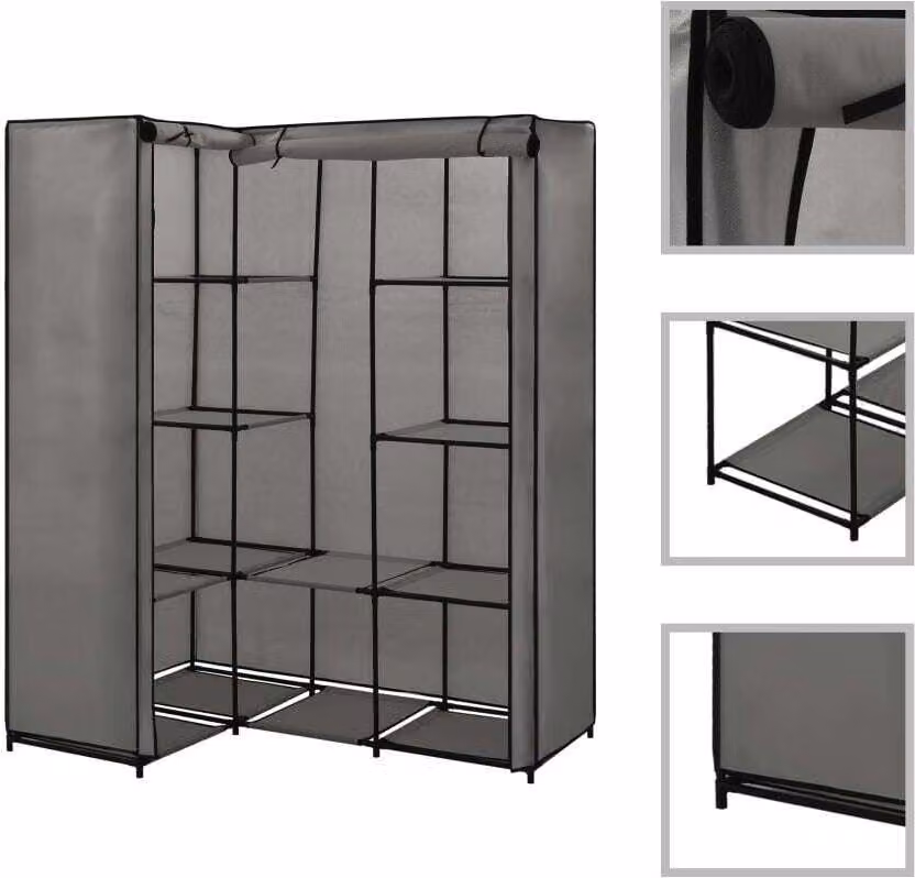 The Living Store Eckkleiderschrank Grau 130 x 87 x 169 cm