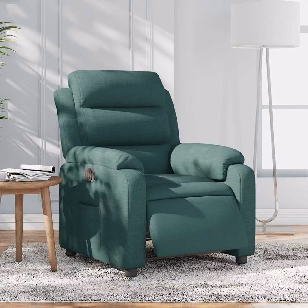 vidaXL Poltrona Elettrica Reclinabile in Tessuto Verde con Braccioli e Funzione Auto-Return – 1