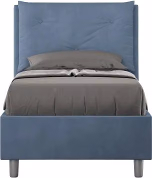 Letto imbottito Singolo 80x190 cm Appia - Senza rete,Microfibra,Blu