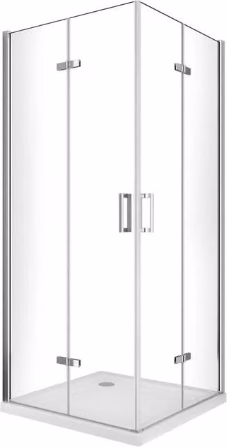 Box doccia angolare pieghevole a libro GIORGYSHOP in vetro trasparente con finitura cromo anticalcare H 190 x L 80 x P 100 cm