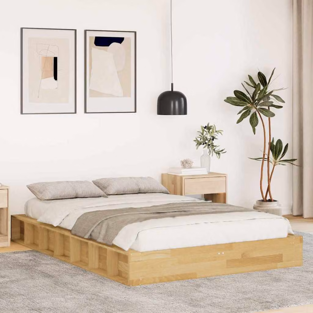 vidaXL Struttura Letto in Legno di Rovere Marrone con Compartimenti Laterali L/P/H: 200 x 120 x 138 cm