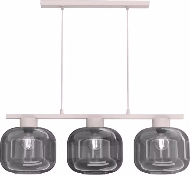 Lampadario a sospensione Galante Luminex con 3 luci in vetro fumé e metallo grigio