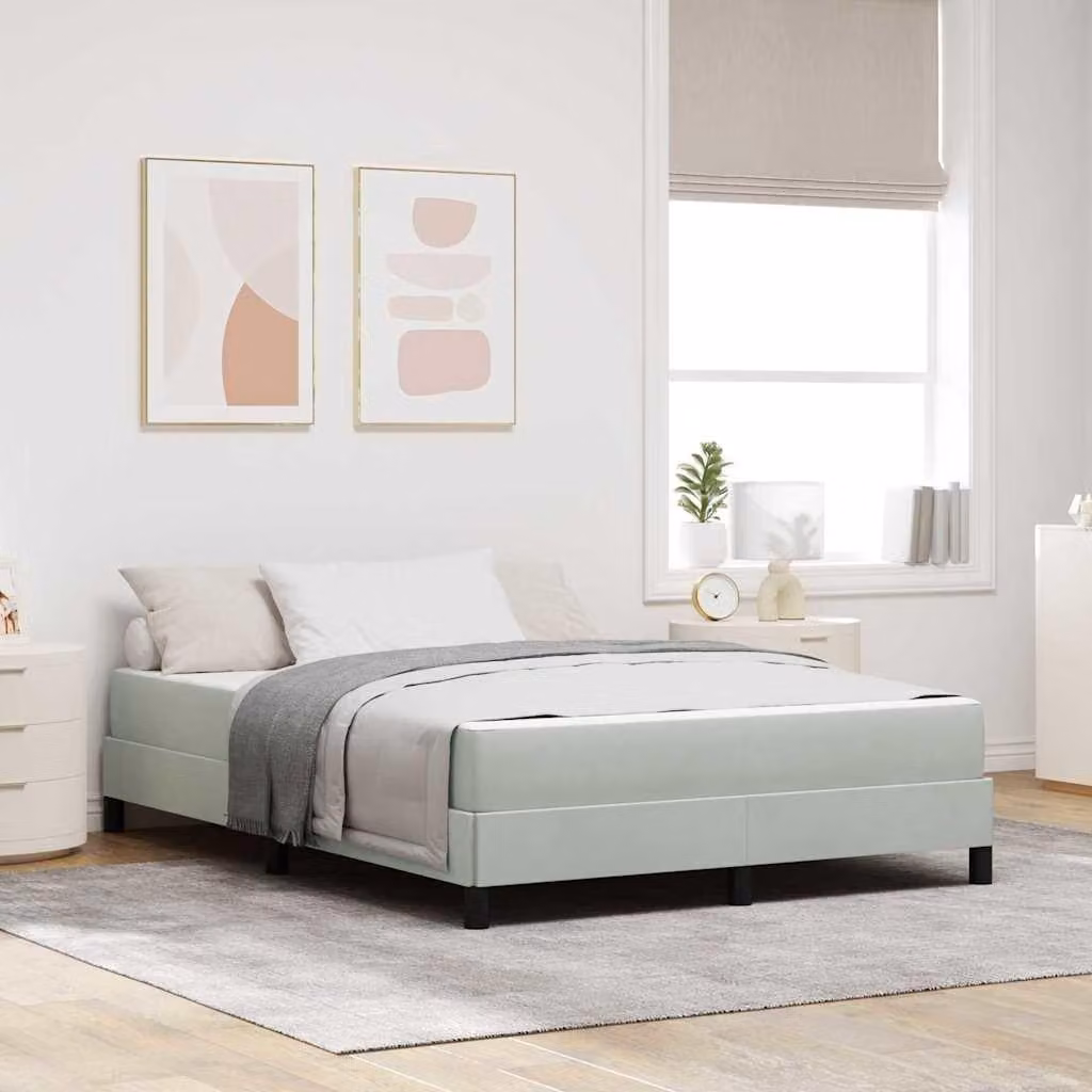 Maison Exclusive - Letto boxspring con materasso Grigio chiaro 140 x 190 cm Tessuto
