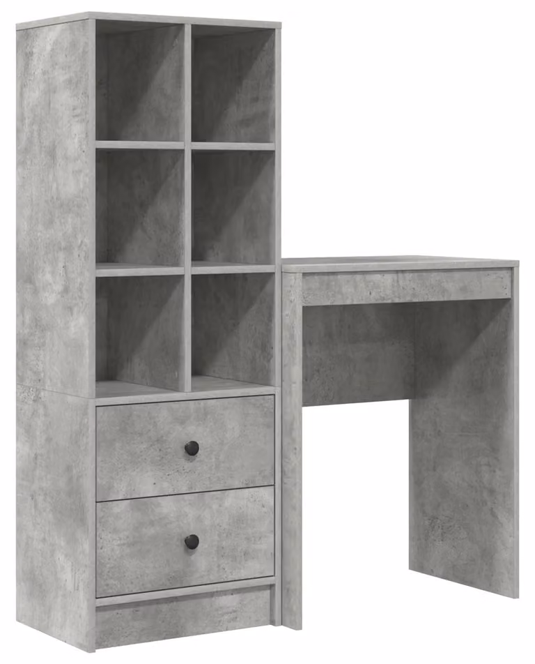 Scrivania con cassetto con lo scaffale 2 pcs Grigio cemento