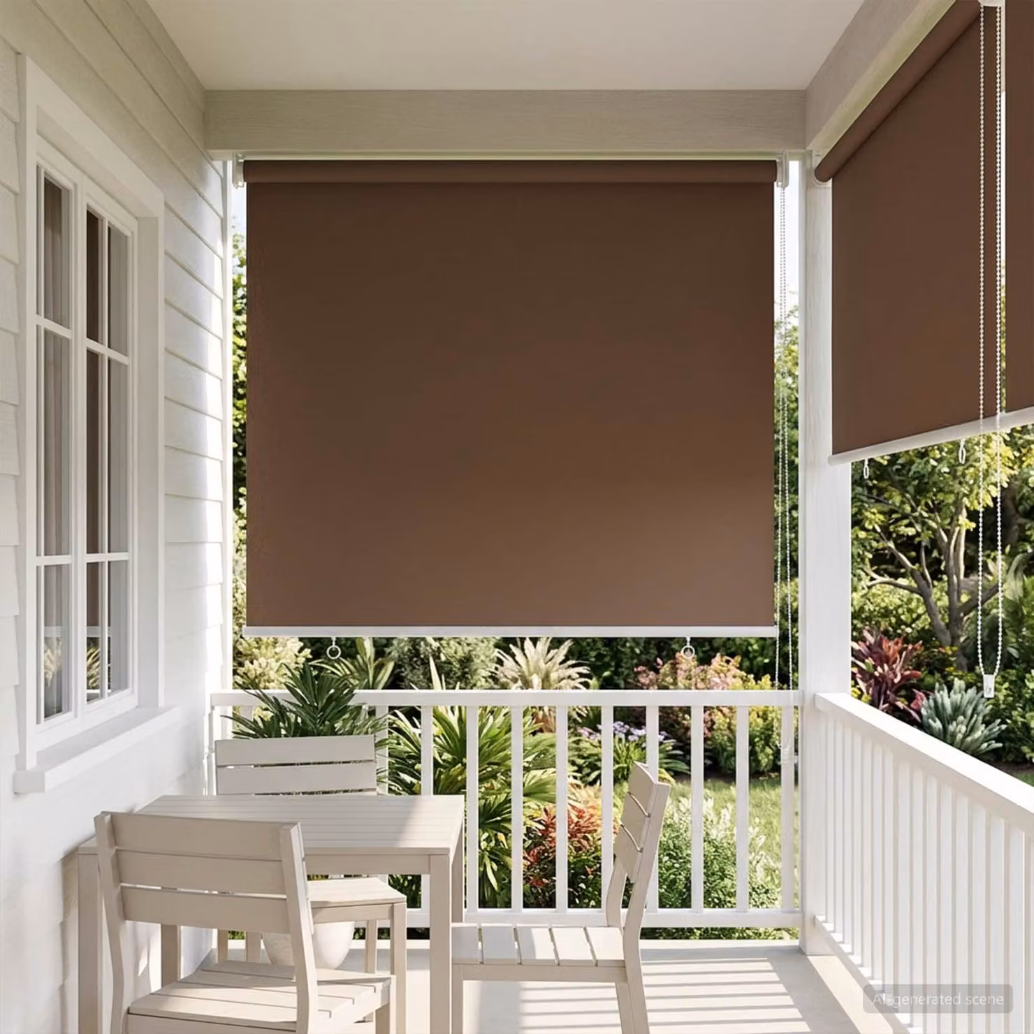 vidaXL Tenda da sole a rullo con protezione UV in poliestere, colore beige/marrone, L: 140 cm, H: 60 cm