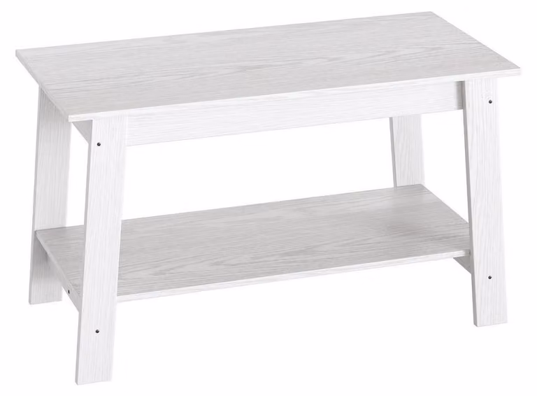 Tavolino con vano contenitore, bianco, 80x39x48 cm, in MDF